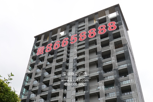 江南時(shí)代大廈背面掛網(wǎng)字設計制作施工_深圳亮彩廣告